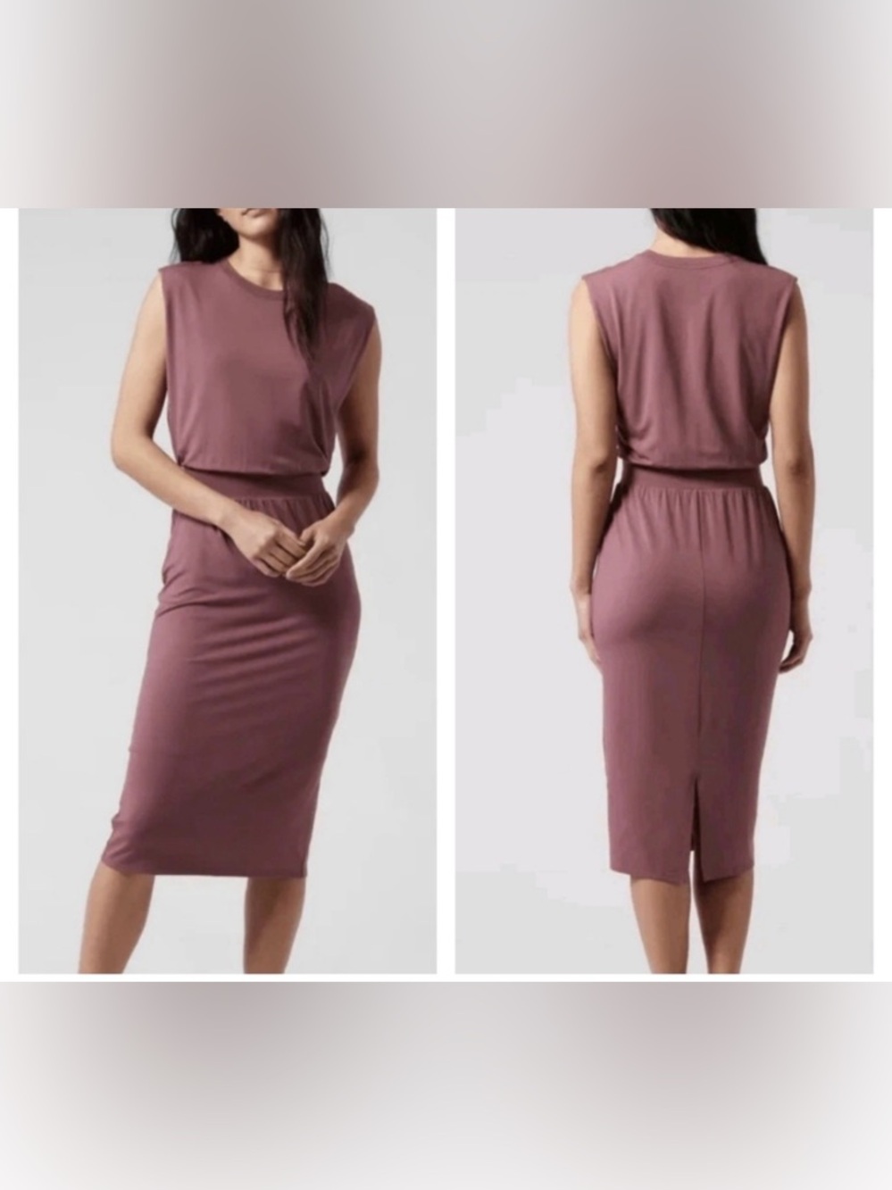 Athleta Sleeveless Mauve Midi Dress